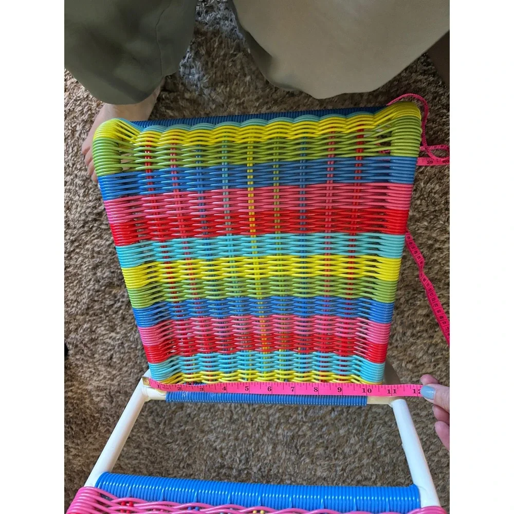 Vintage ikea Kids Rainbow Woven Plastic Chair Excellent Condition White Metal